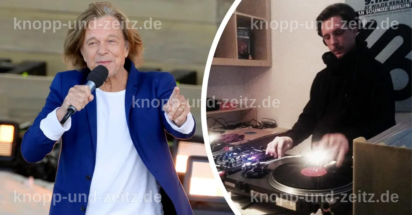 Jürgen Drews umarmt seinen Sohn Fabian, während sie lächeln.