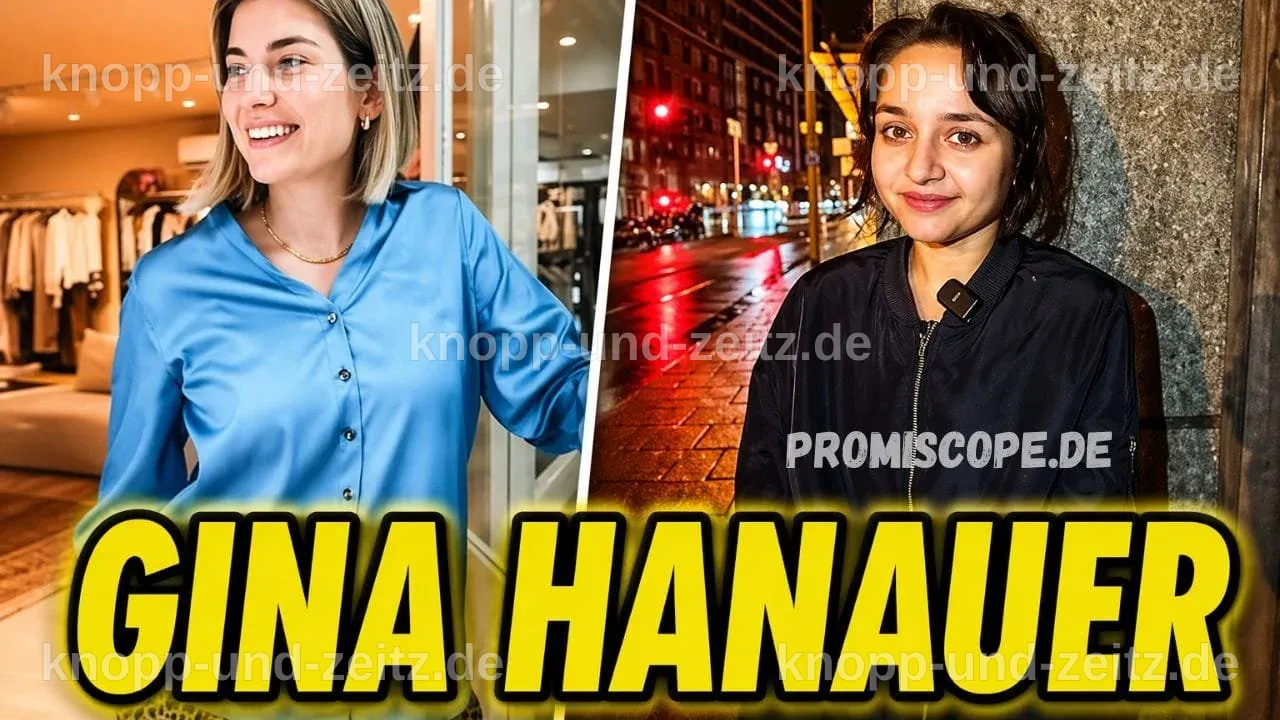 Gina Hanauer in einem Reitstall, umgeben von Pferden und ihrer Familie.